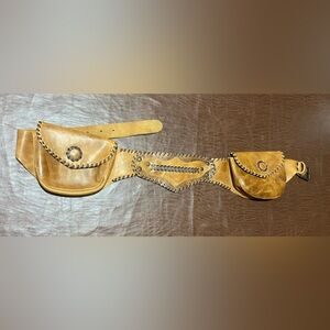 Leather handmade double waist belt bag
